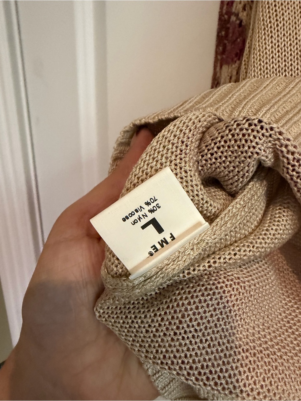 ME Makeover Essentials Beige V-Neck Sweater with Pink & Brown Floral Print - Picture 3 of 3